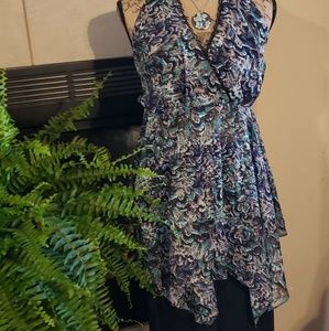 Pure Energy black/white/ turquoise tank top